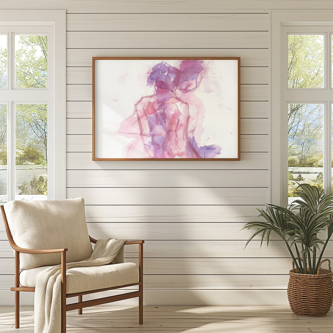 Abstract Couple In Love Watercolor Art Print - Image 2
