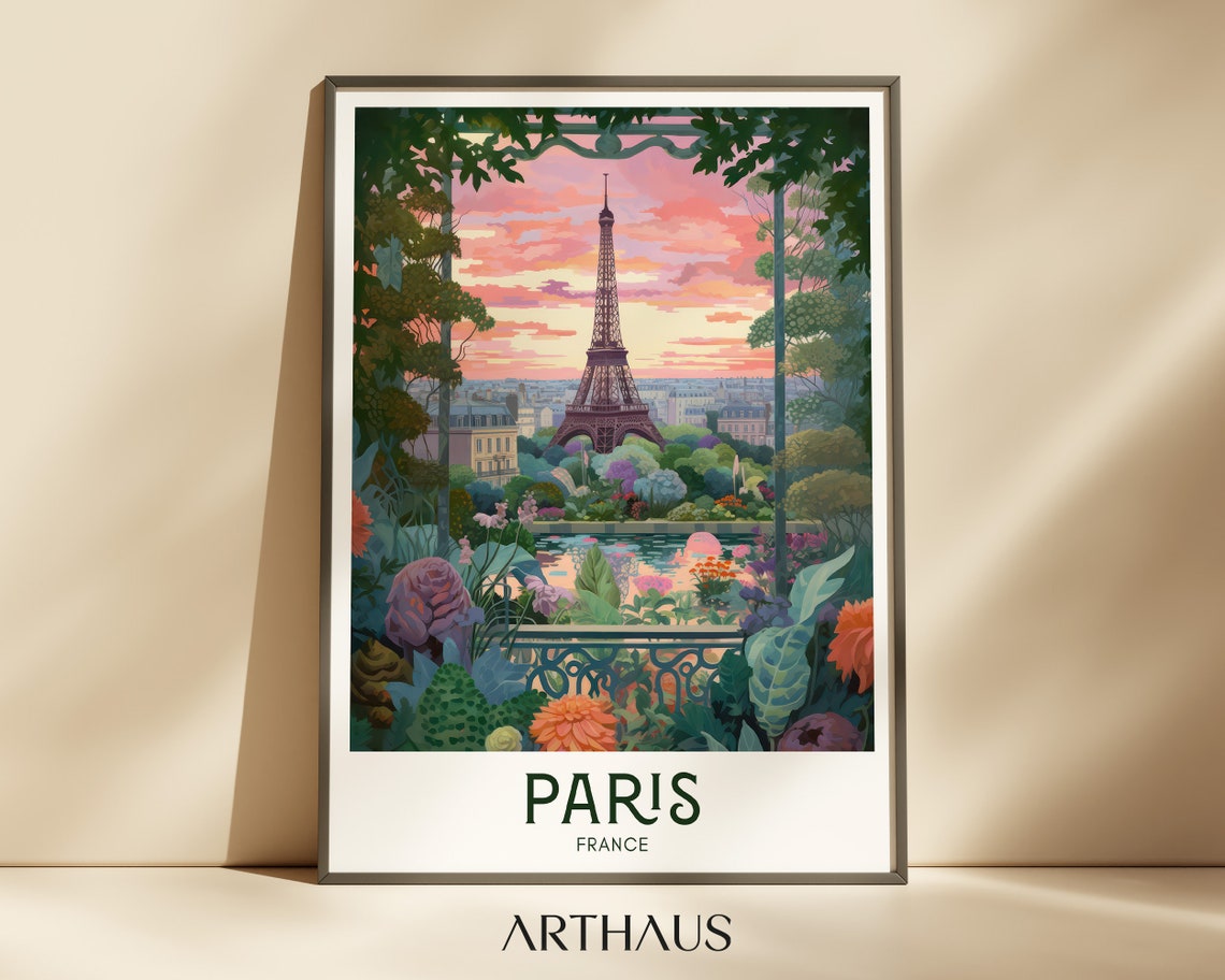 Retro Paris Travel Poster, Vintage France Art Print