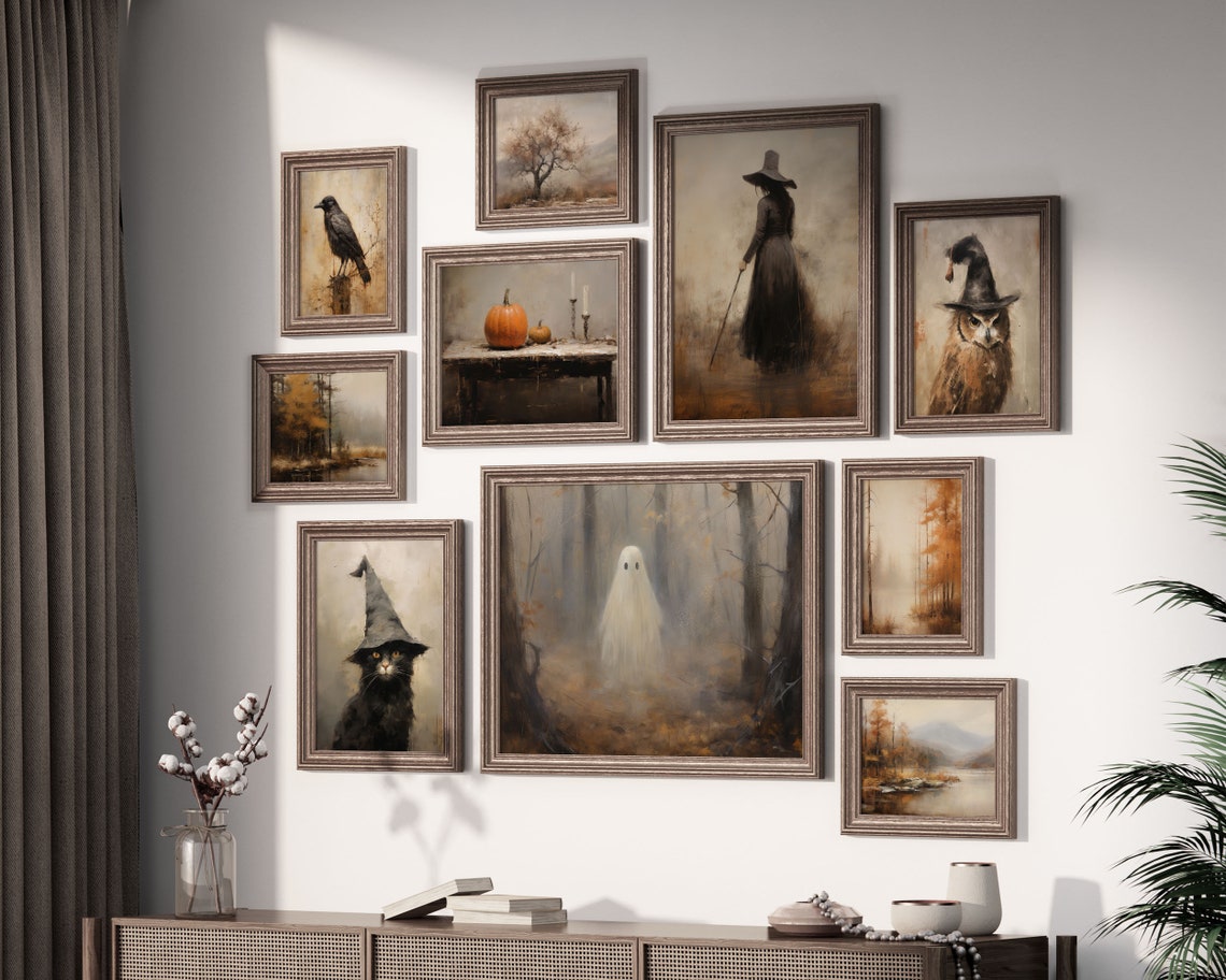 Moody Vintage Witchy Halloween 10 Piece Gallery Wall Art Set - Image 3