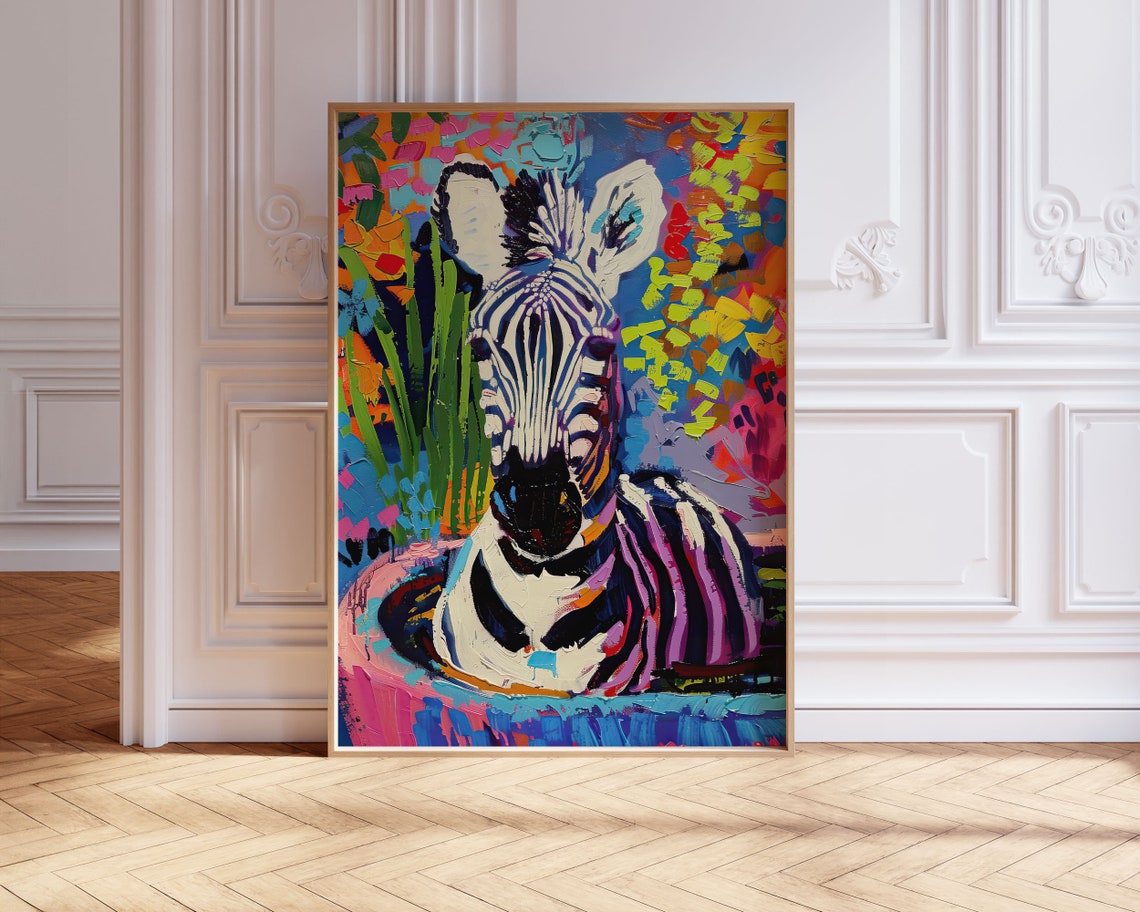 Bathroom Wall Art Dopamine Decor Zebra In Bath Wall Art Trendy Wall Art Colorful Decor Living Room Print - Image 3