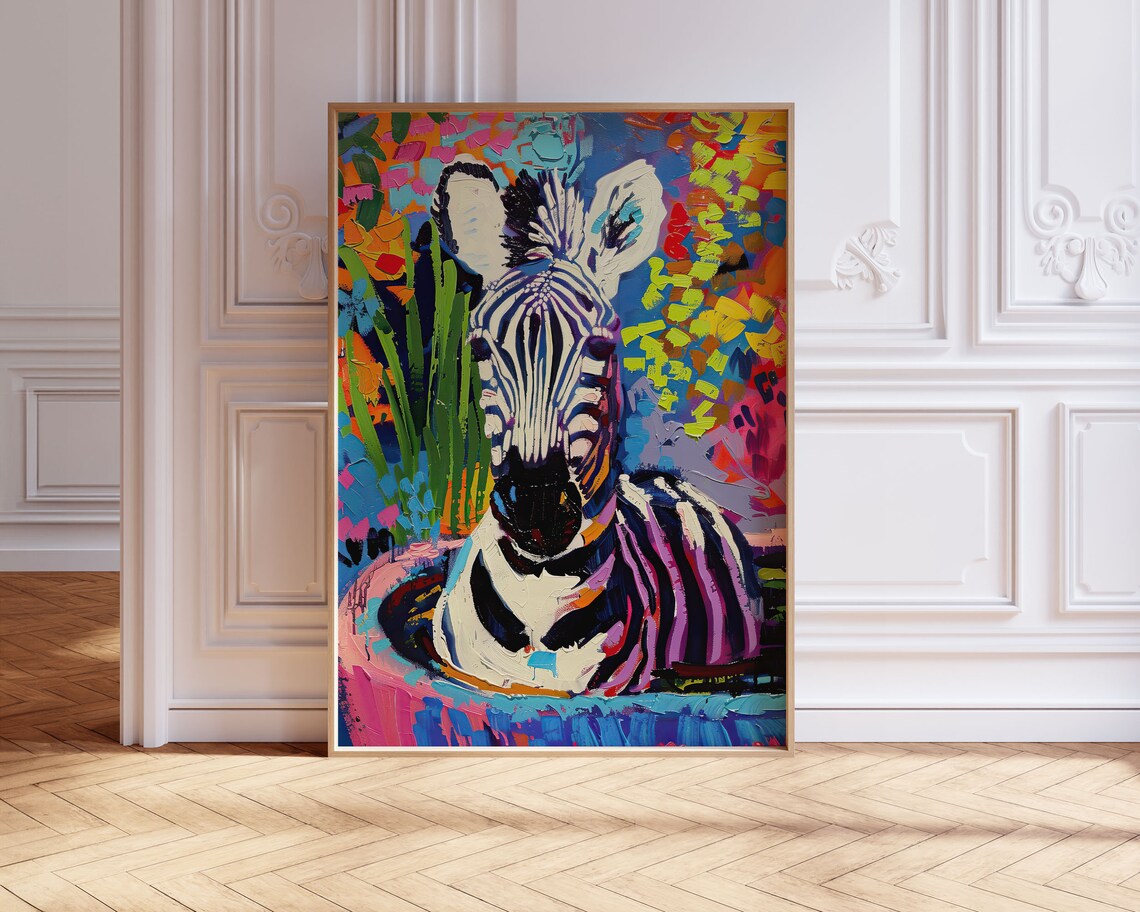 Fun Pop Art Zebra Portrait Bold Colorful Animal Bath Art Poster - Image 3