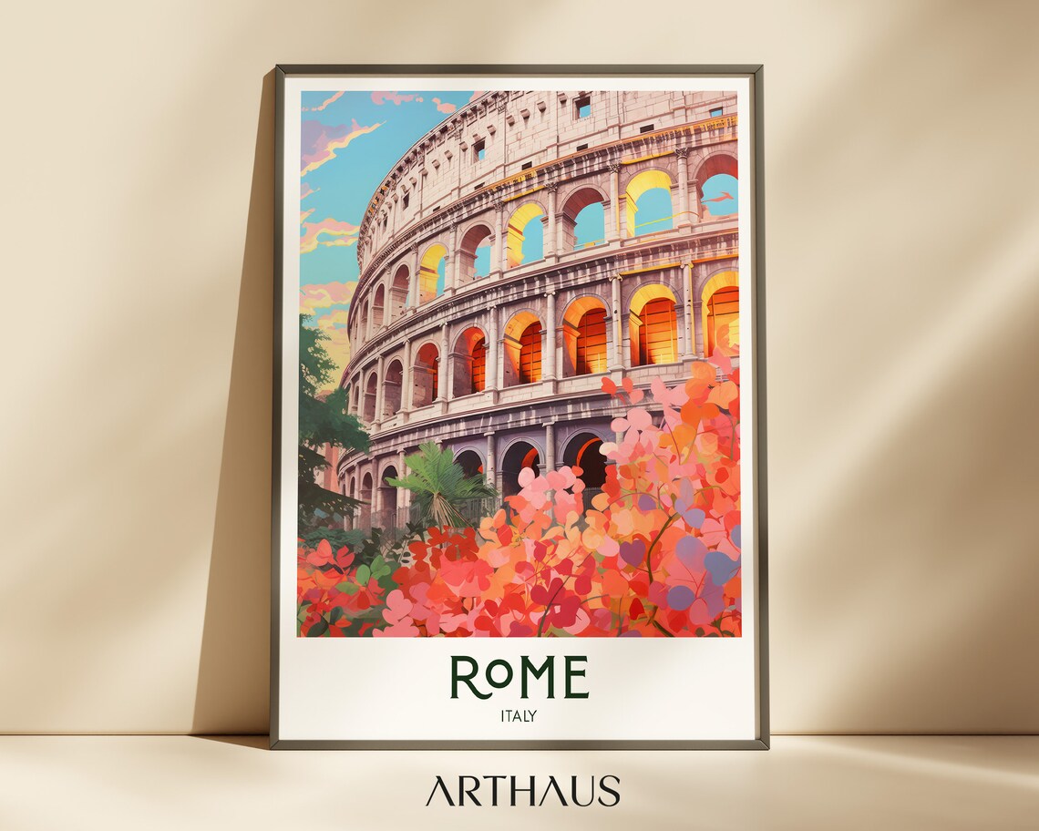 Rome Italy Vintage Travel Poster, Wall Art Print