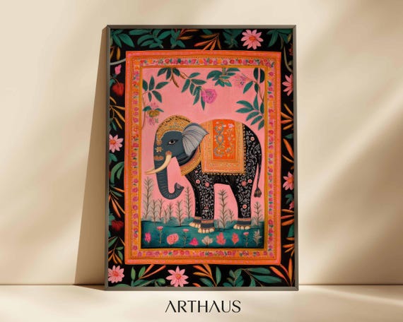 Indian Wall Art Traditional Elephant Art Indian Folk Art Travel Gift Living Room Decor Indian Vintage Palace