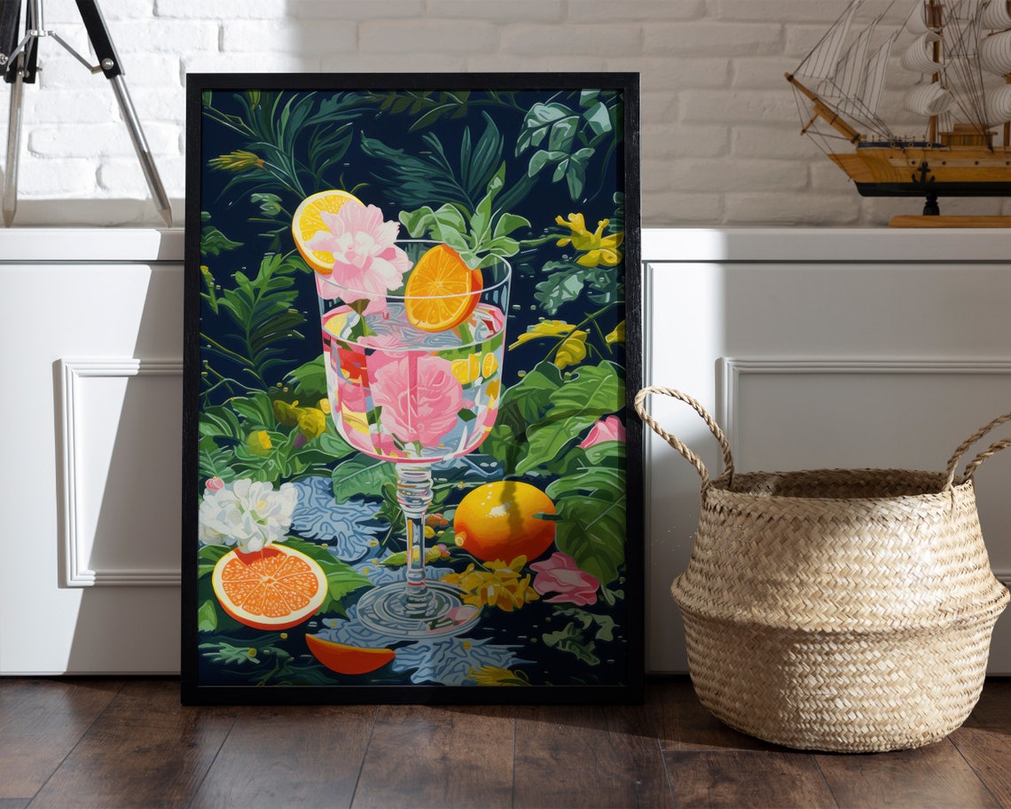 Citrus Cocktail Glass Botanical Bar Kitchen Home Decor Art Print - Image 3