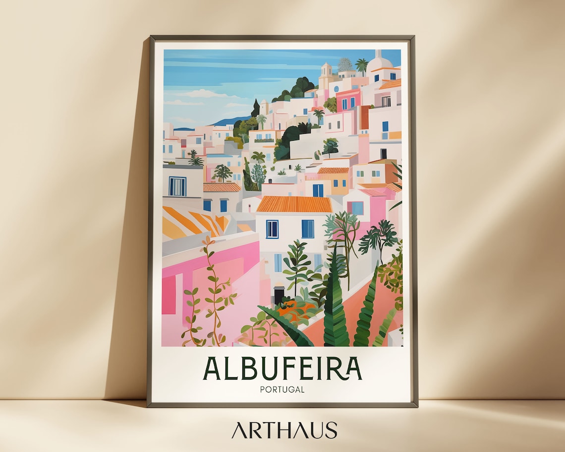 Portugal Travel Poster, Albufeira Lisbon City Print