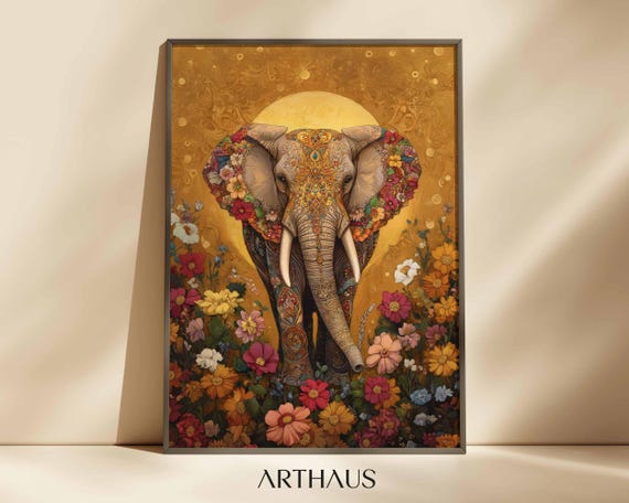 Indian Wall Art Elephant Art Indian Folk Art Travel Gift Living Room Decor Indian Vintage Palace