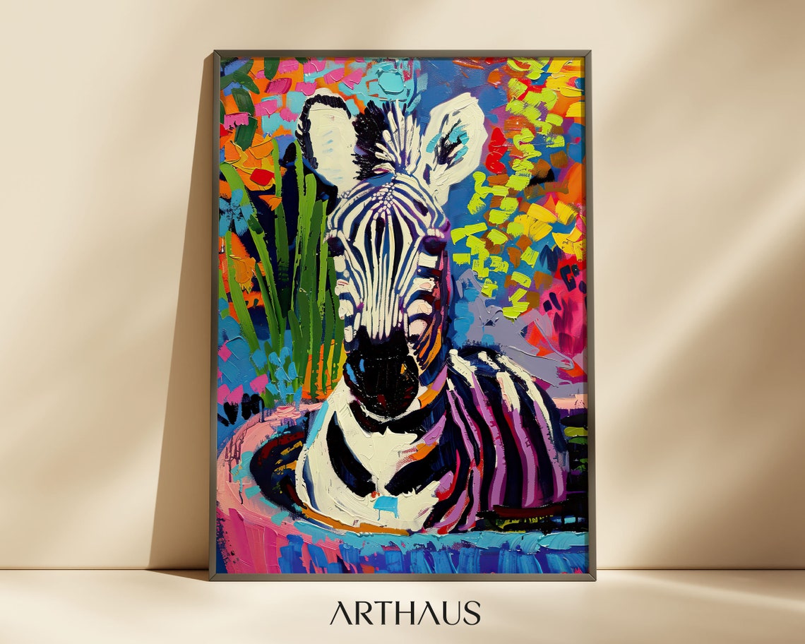 Fun Pop Art Zebra Portrait Bold Colorful Animal Bath Art Poster