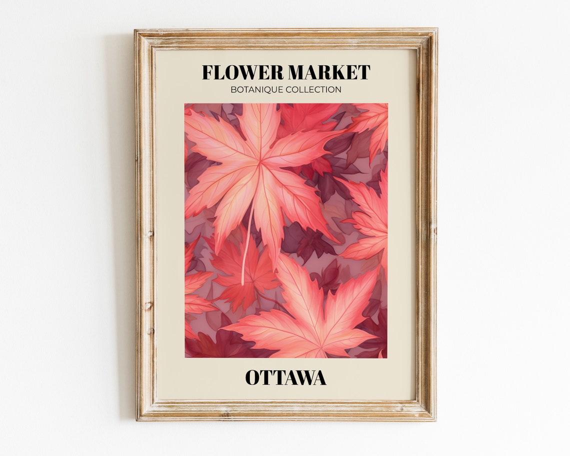 Flower Market Ottawa Botanical Collection Red Maple Leaf Art Poster - Image 2