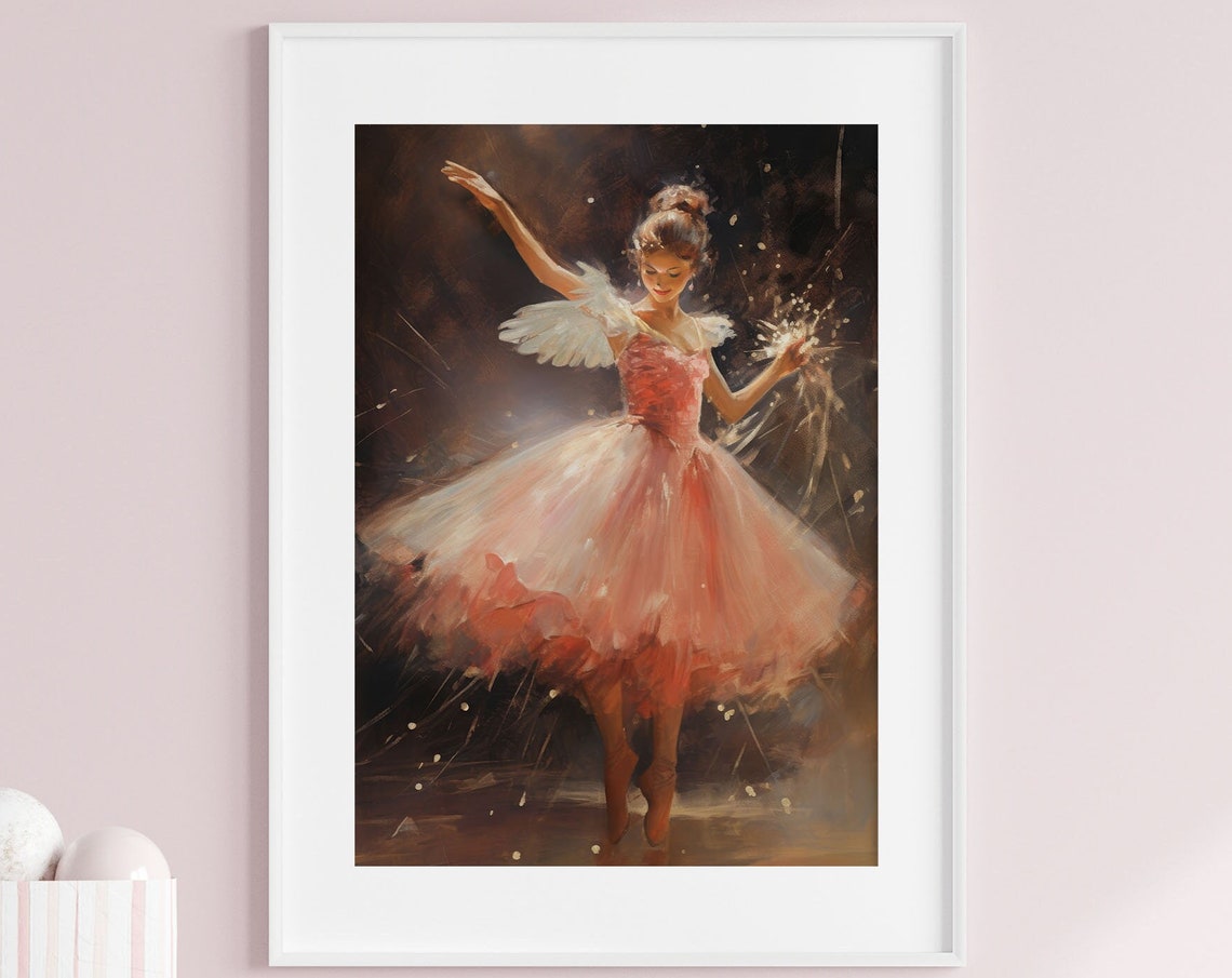 Girls Room Ballerina Painting Vintage Fairy Ballet Antique Ballerina Print Dance Studio Decor Nursery Wall Art Nb1
