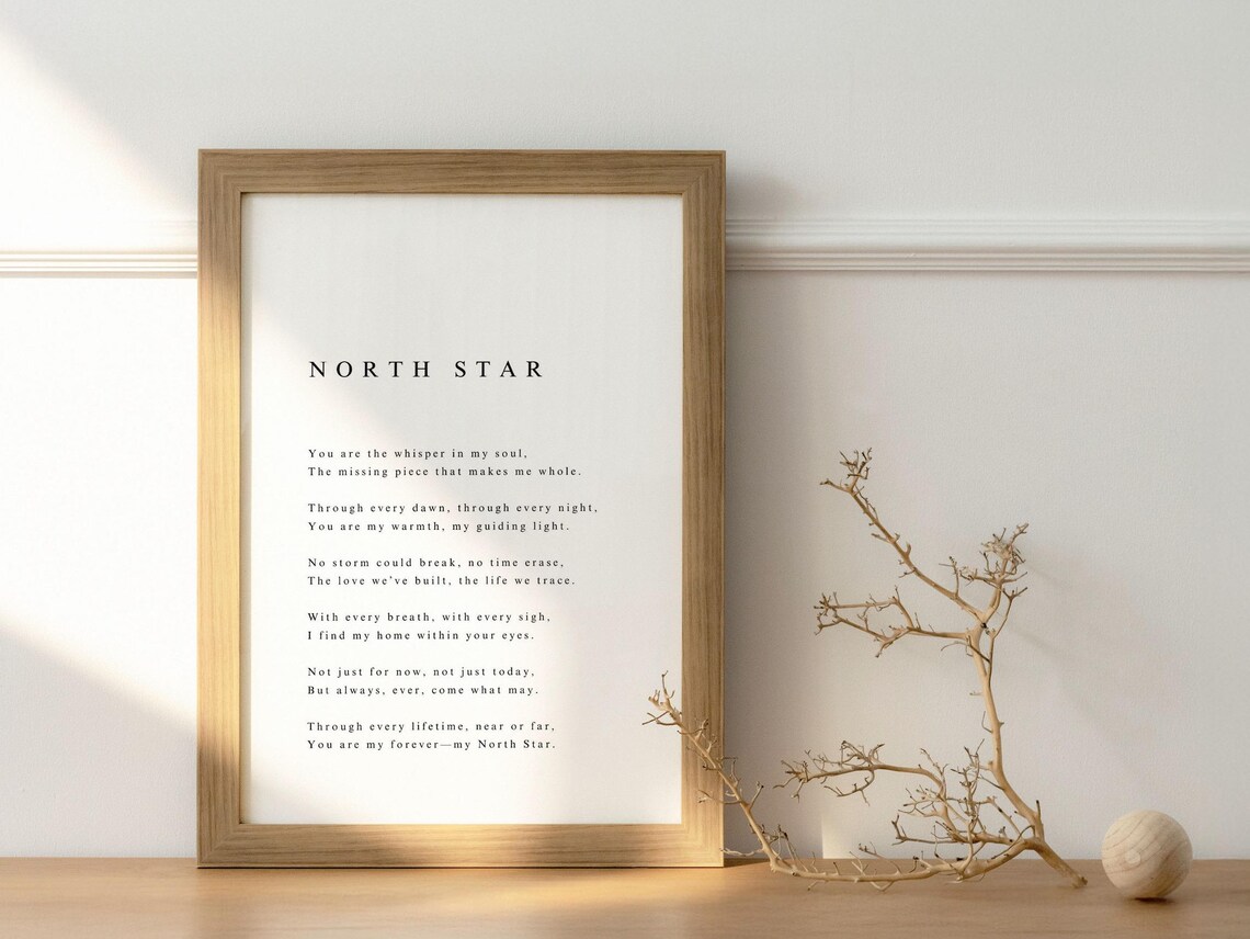 North Star Guiding Love Poem Romantic Partner Tribute Poster