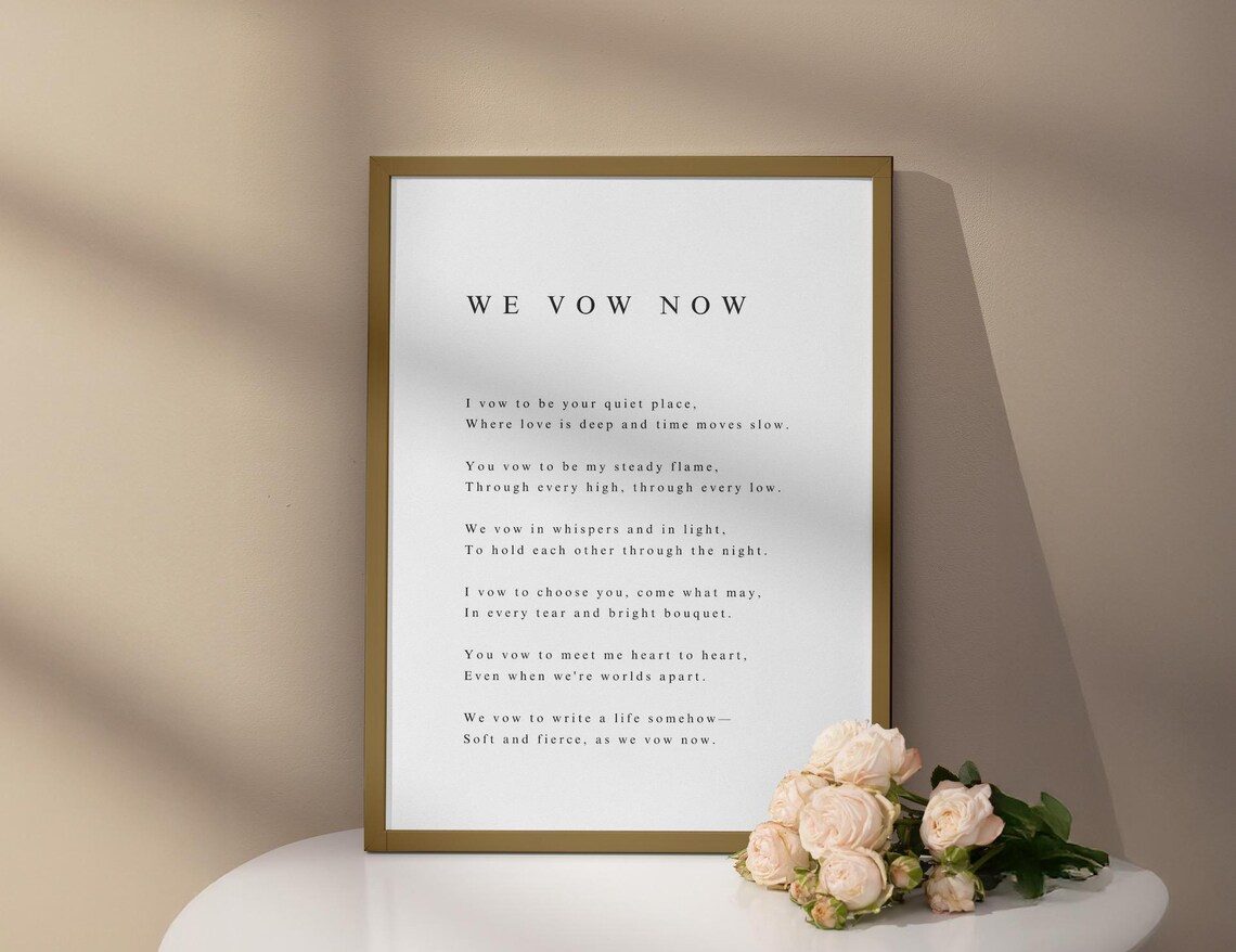 We Vow Now Tender Wedding Vow Renewal Poem Anniversary Gift Poster