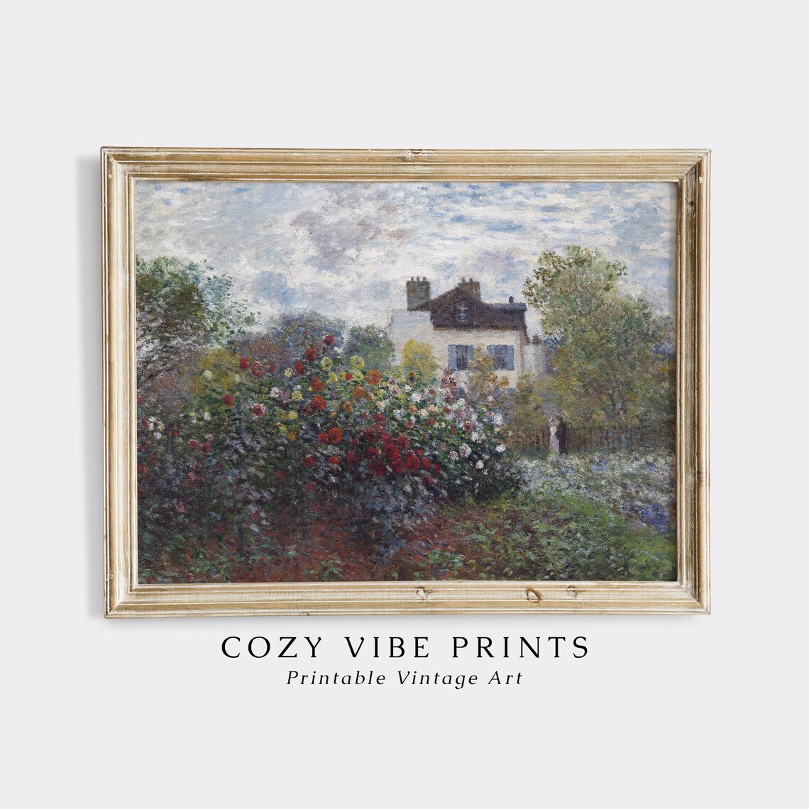 Monet Dahlia Garden Argenteuil Impressionist Floral Painting Poster