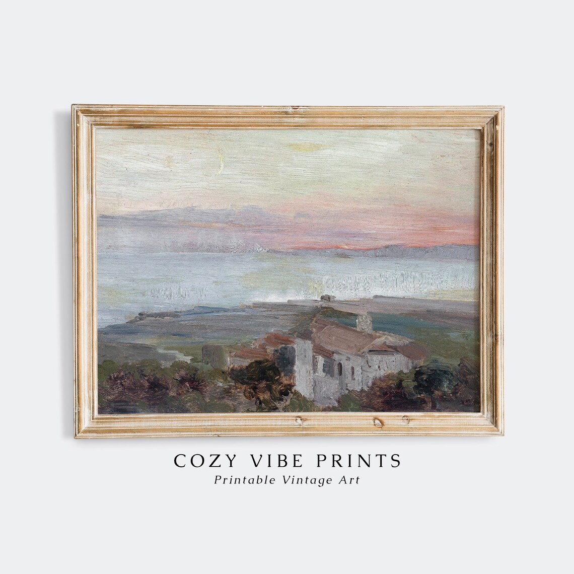 Italian Country Villa Sunset Coast Vintage Mediterranean View Poster - Image 2