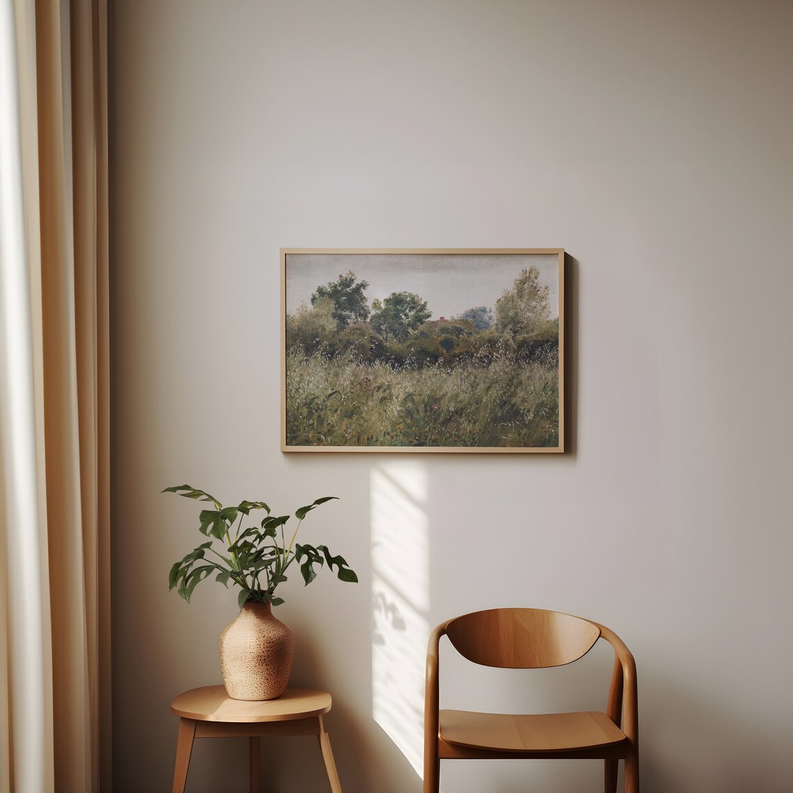 Meadow Landscape Painting, Vintage Farmhouse Art Print - Image 4