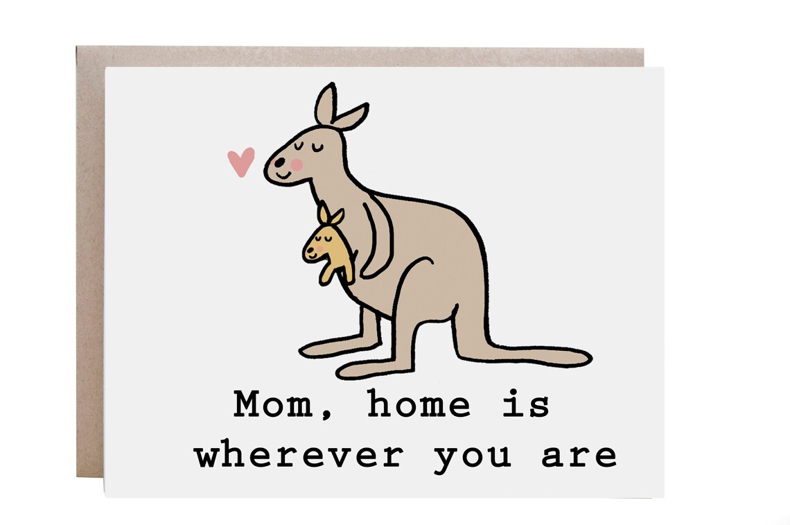 Mom Home Is Wherever You Are Kangaroo Joey Mother's Day Card Poster
