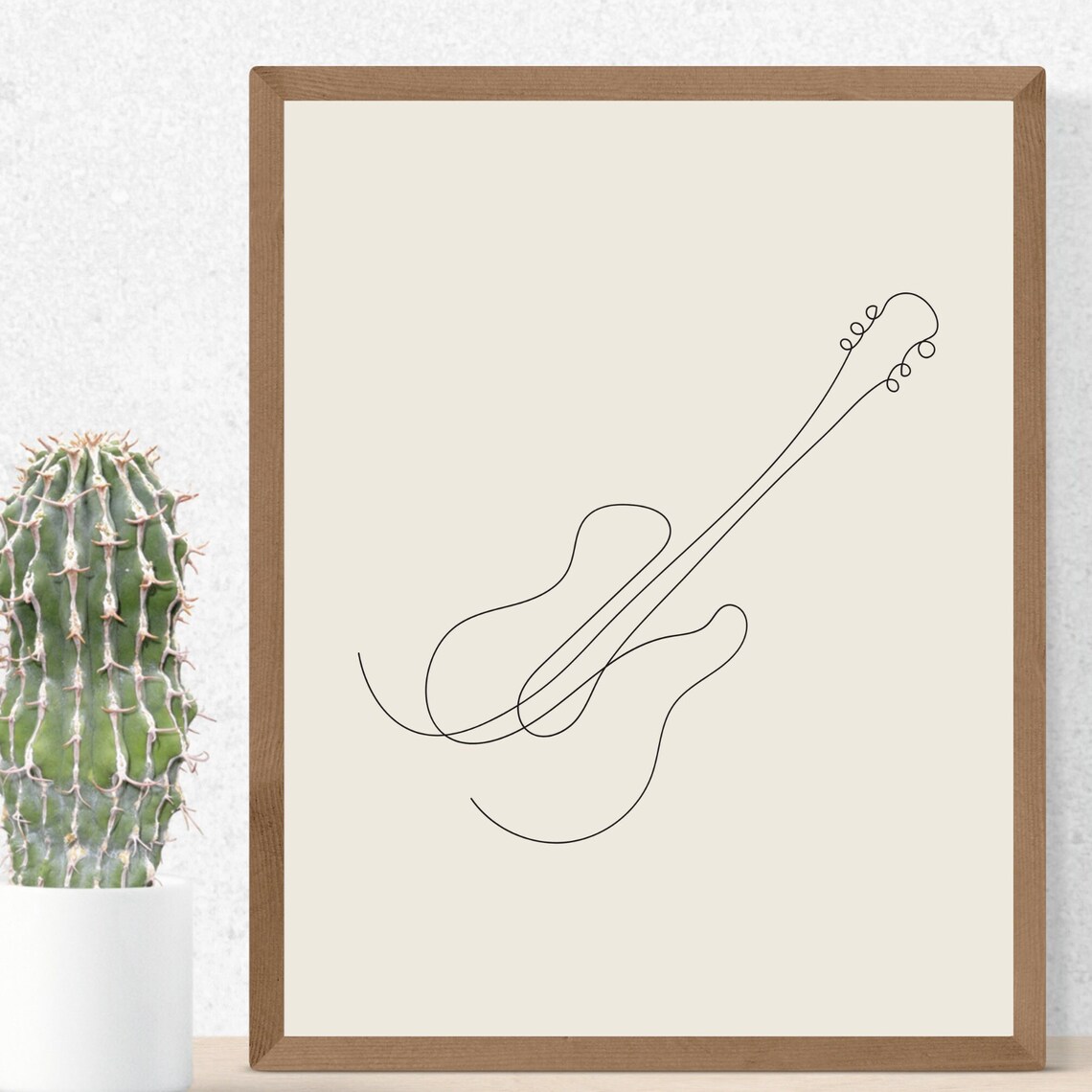 Continuous Line Guitar Art Print Minimalist Music Drawing for Musicians - Image 2