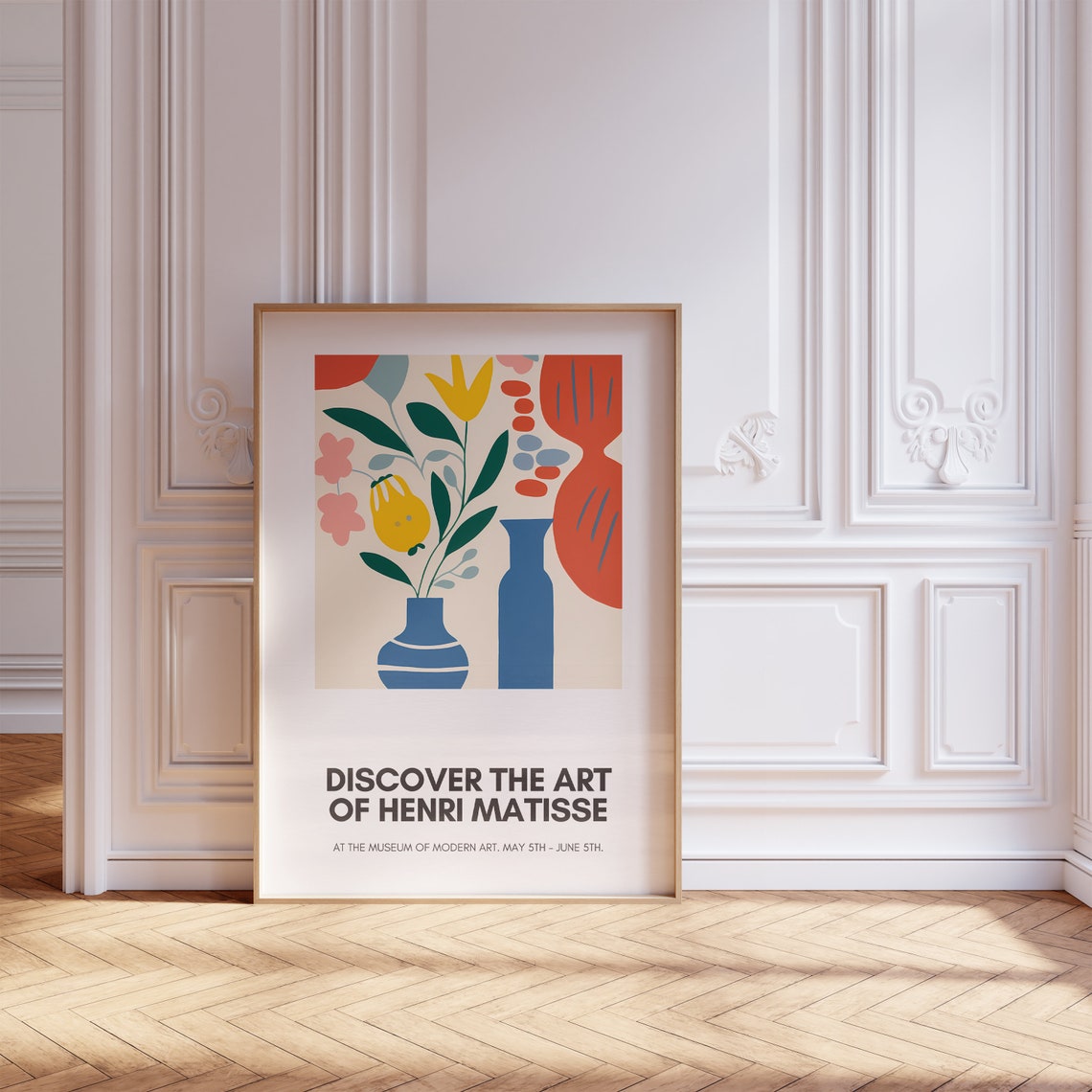 Henri Matisse Inspired Blue Vase Flat Floral Exhibition Poster - Image 5