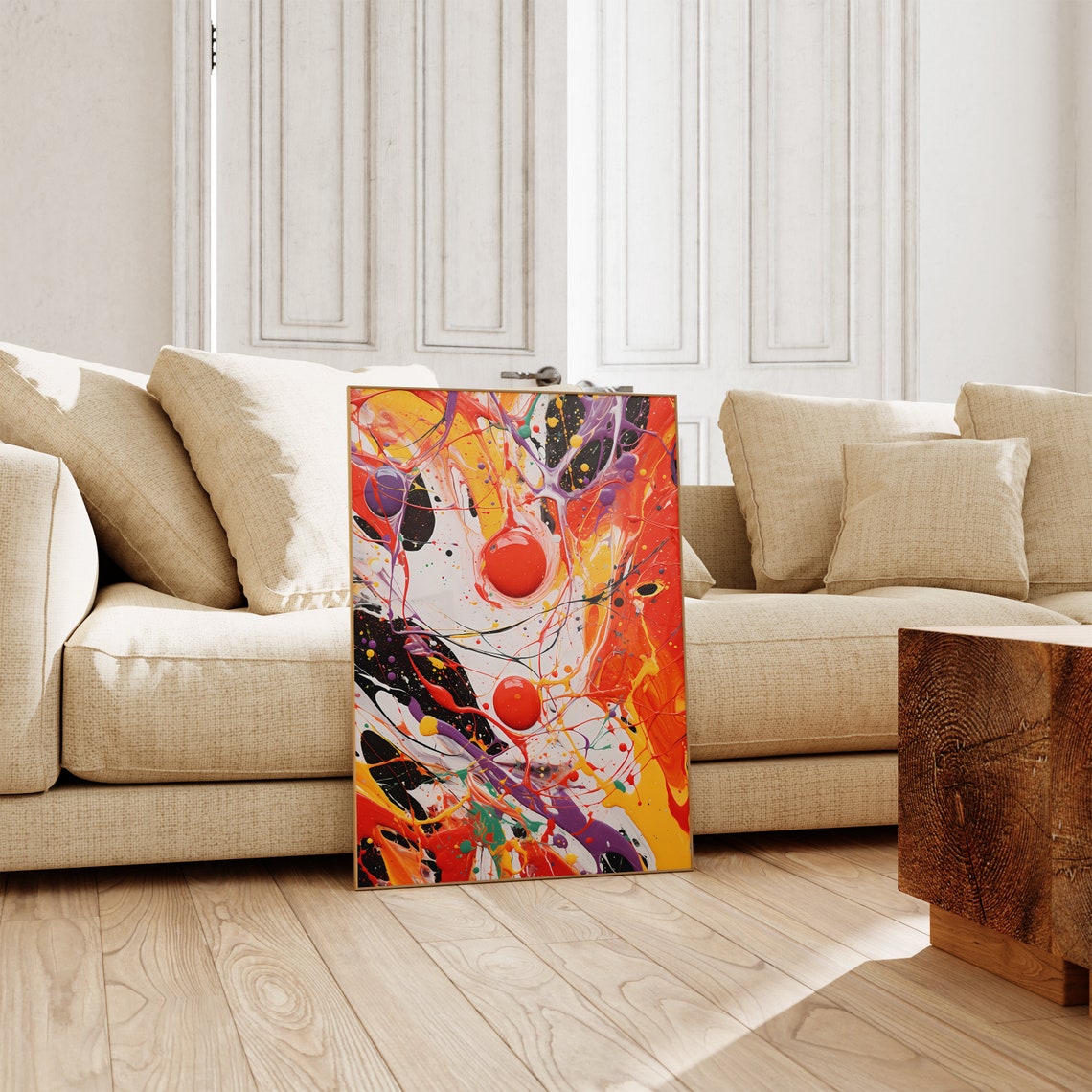 Jackson Pollock Style Red Purple Splash Drip Painting Art Poster - Image 5