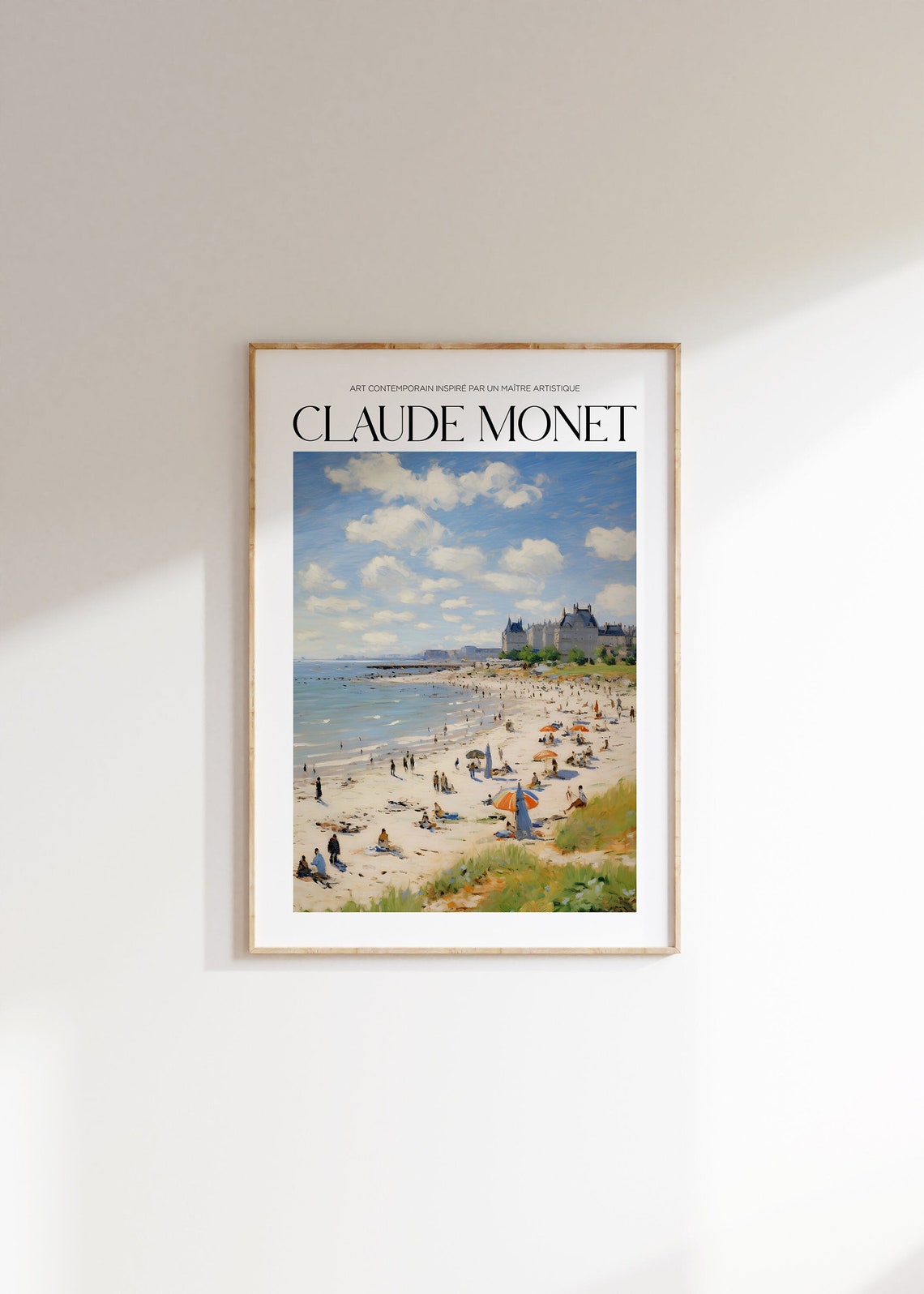 Claude Monet Inspired Sunny Beach Scene Impressionist Art Poster