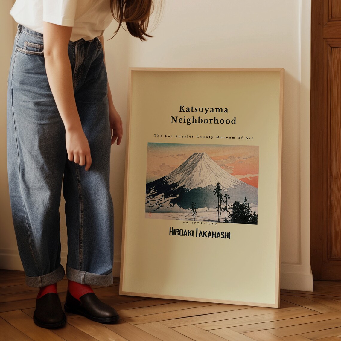 Hiroaki Takahashi Mount Fuji Katsuyama 1930s Woodblock Art Poster - Image 4