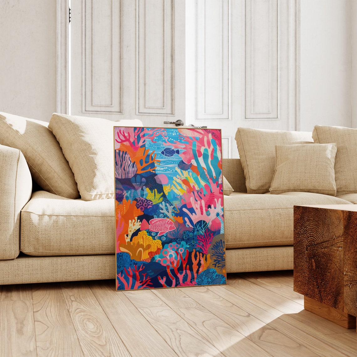 Vibrant Coral Reef Fish Bright Corals Modern Illustration Poster - Image 2