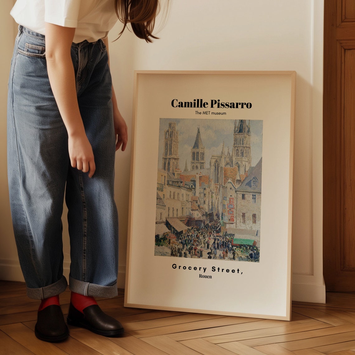 Camille Pissarro Grocery Street Rouen Cathedral Crowd Poster - Image 5