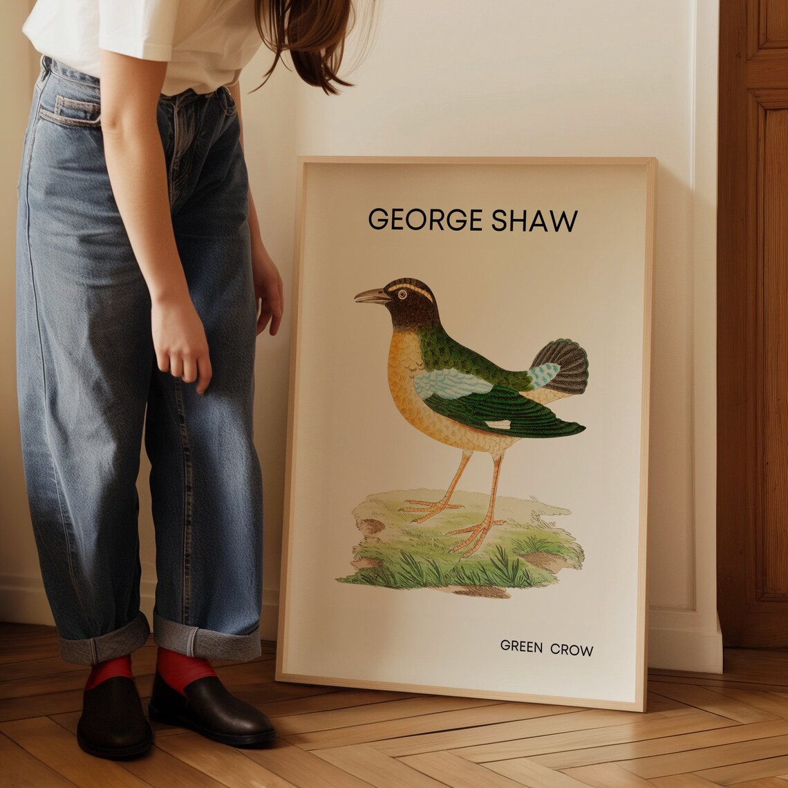 Classic George Shaw Green Crow Vintage Bird Illustration Poster - Image 3