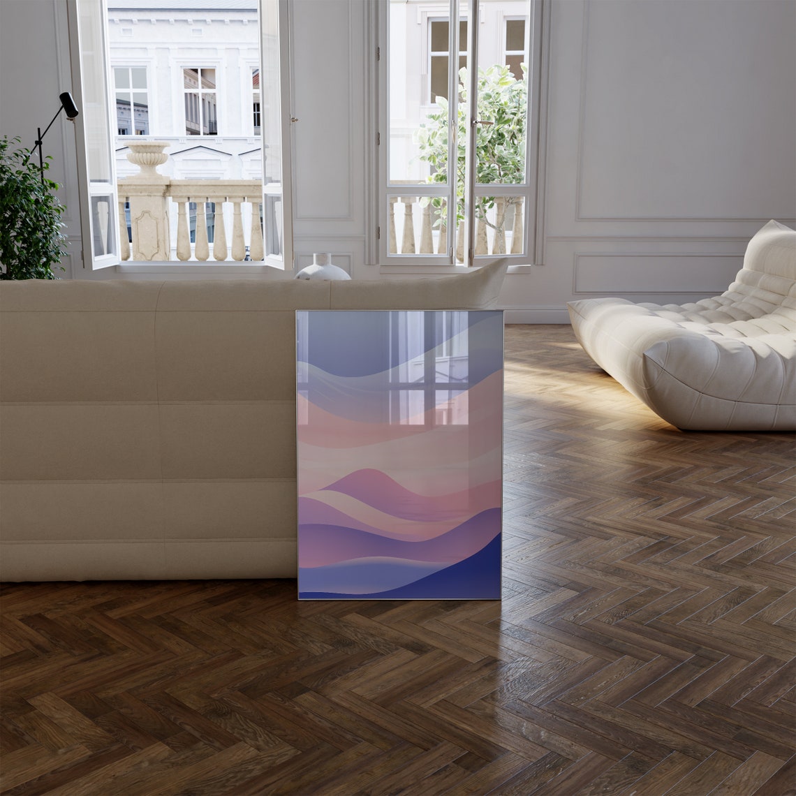 Lavender Blush Waves Calm Pastel Gradient Abstract Art Poster - Image 2