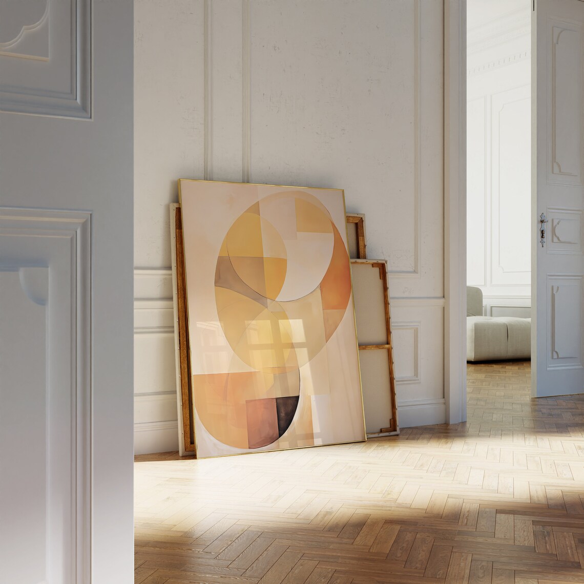 Golden Amber Circular Abstract Shapes Warm Modern Style Poster - Image 3