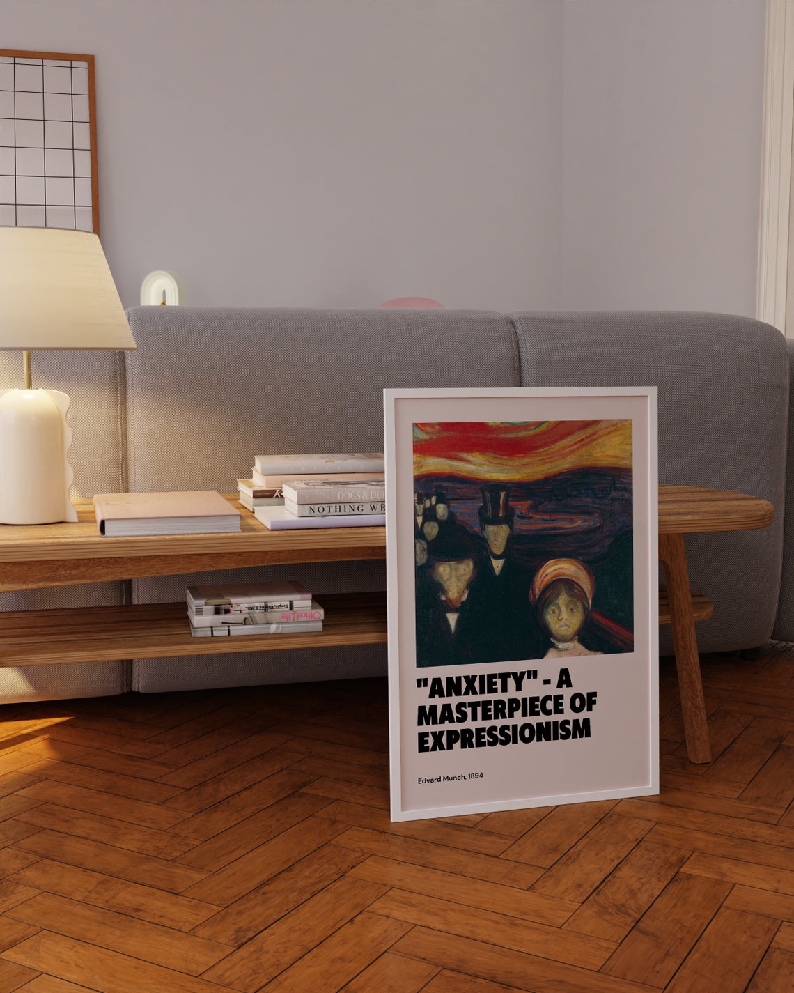 Edvard Munch Anxiety 1894 Swirling Sunset Figures Art Poster - Image 4