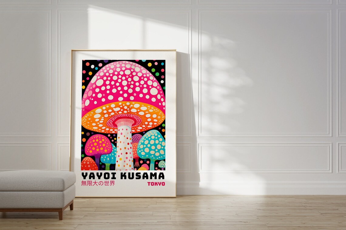 Yayoi Kusama Abstract Art Print, Japandi Wall Decor