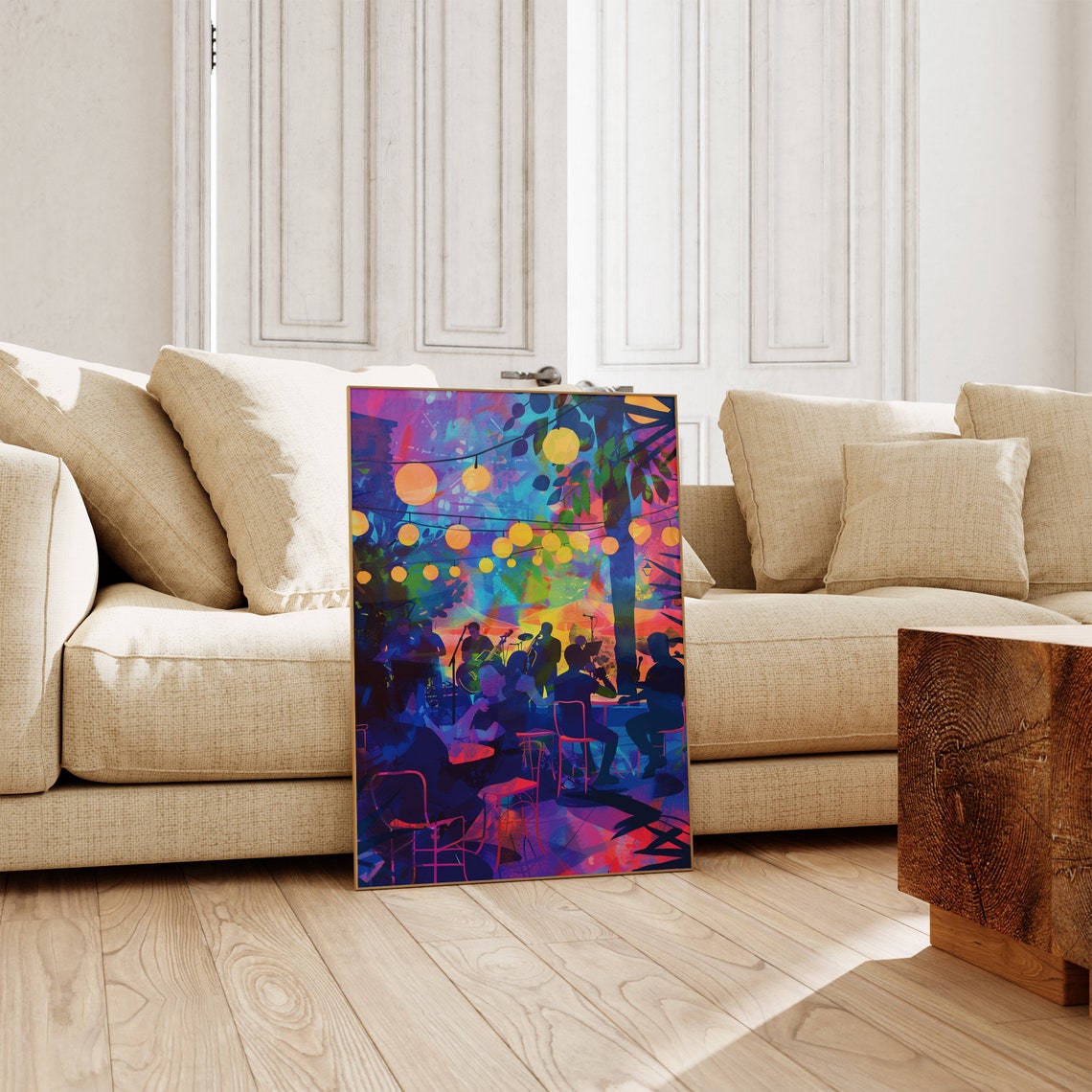 Colorful Night Cafe Terrace String Lights Celebration Poster - Image 2