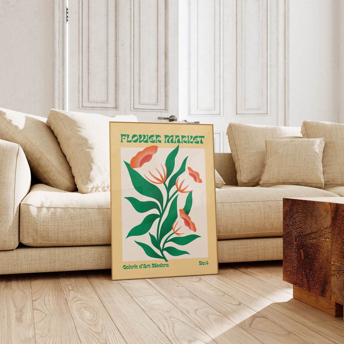 Flower Market No 4 Retro Orange Tulips Botanical Gallery Art Poster - Image 3