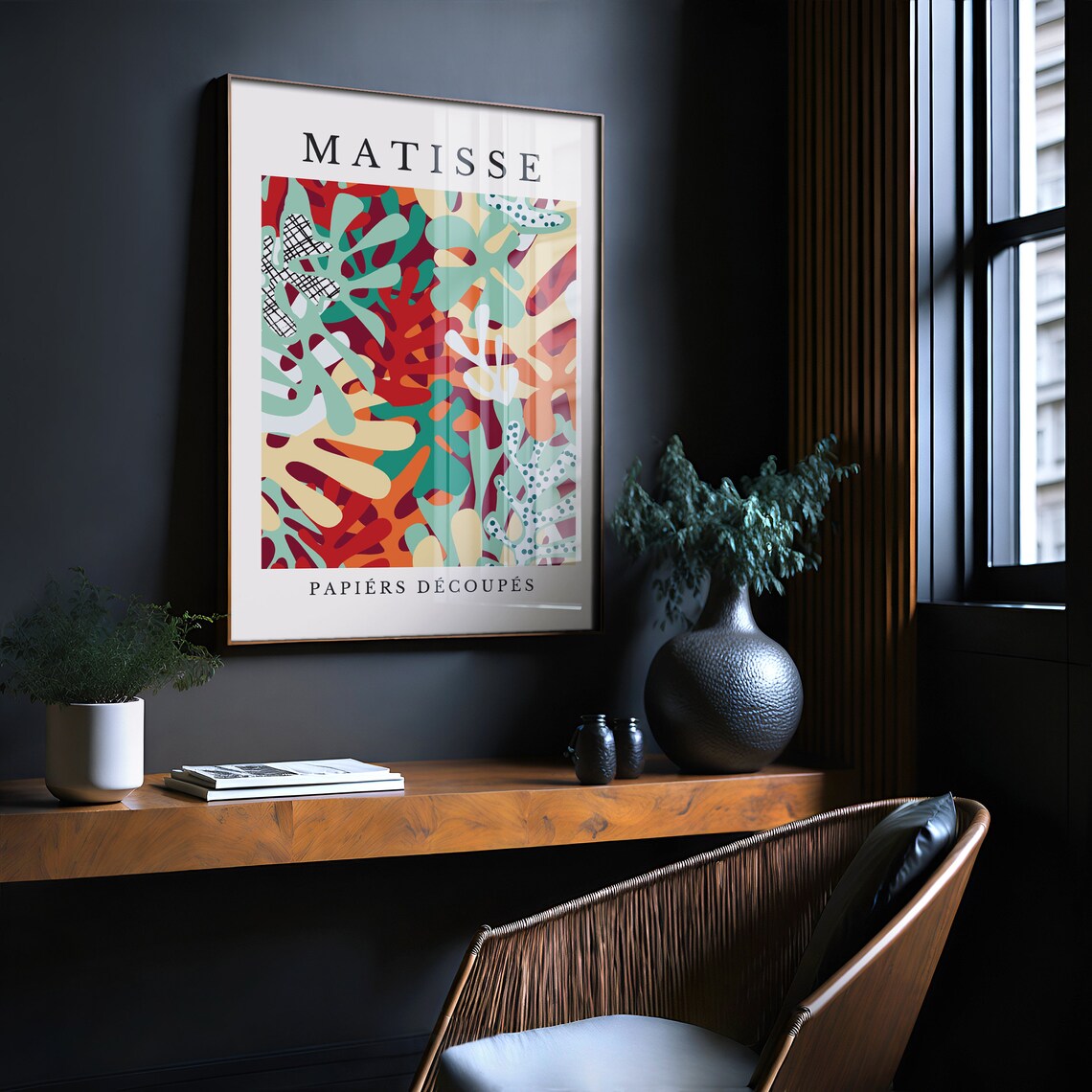 Matisse Papiers Decoupes Red Green Coral Leaves Dots Art Poster - Image 2
