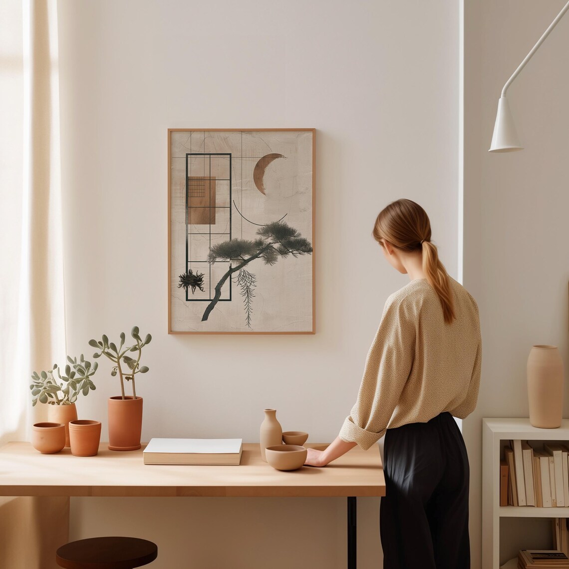 Abstract Zen Garden Mid Century Japanese Art Print - Image 2