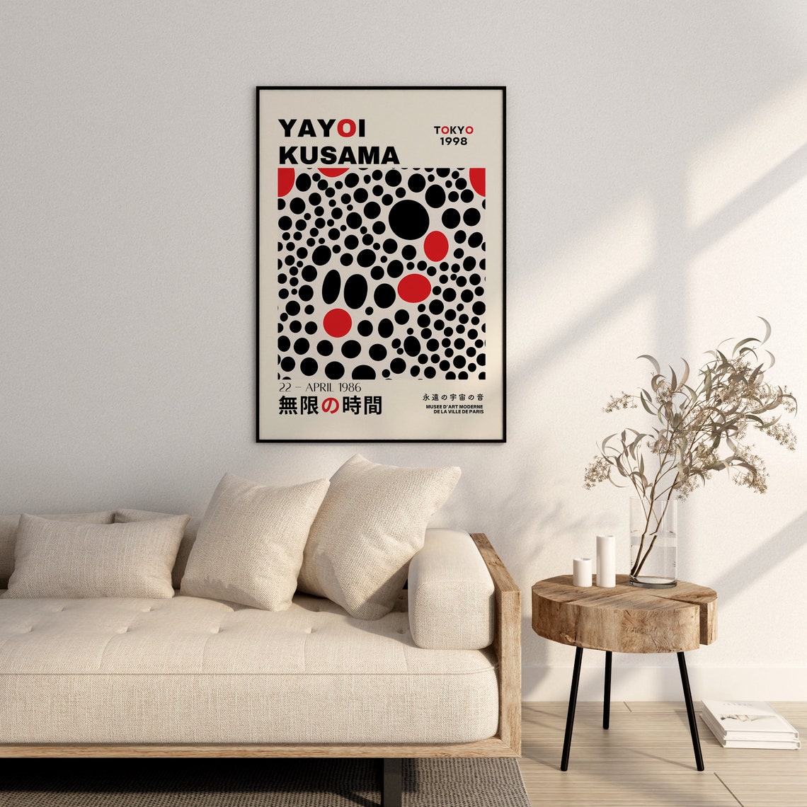 Bold Yayoi Kusama Black Red Dots Tokyo 1998 Exhibition Art Poster - Image 2