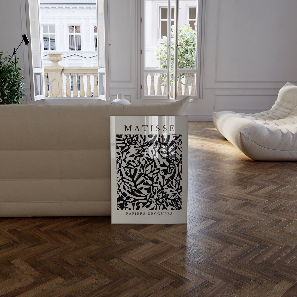 Matisse Inspired Black White Cut Paper Abstract Organic Shapes Poster - Image 3