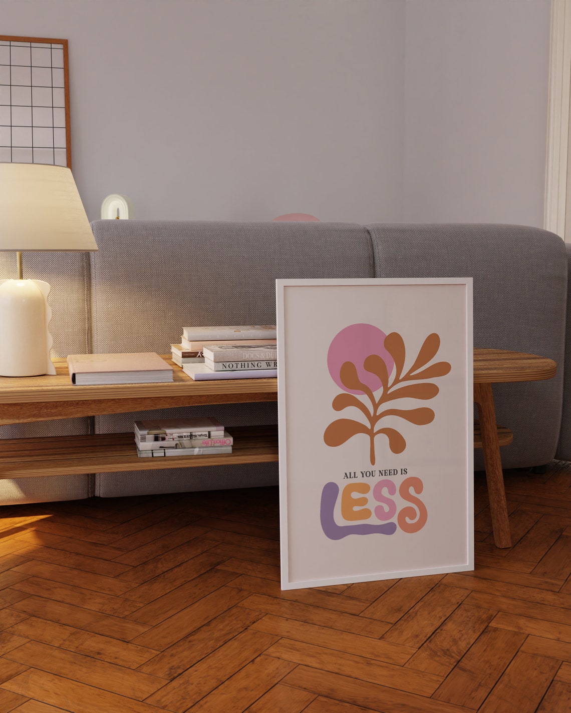 All You Need Is Less Minimalist Pastel Boho Quote Art Poster - Image 4