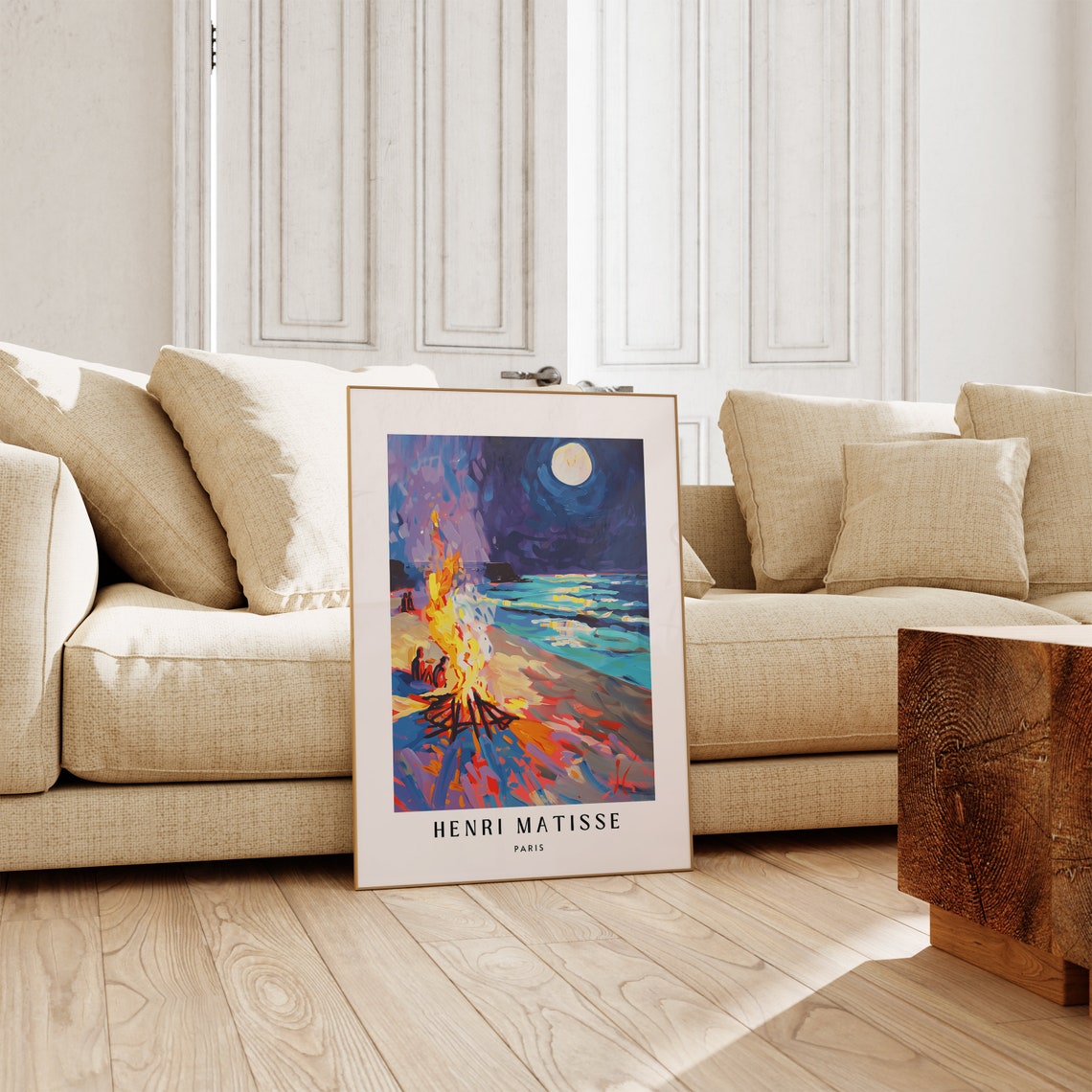 Henri Matisse Beach Bonfire Under Moonlight Night Art Poster - Image 2