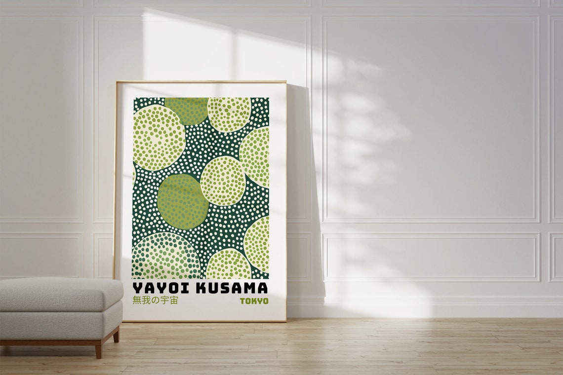 Yayoi Kusama Green Dotted Circles Dot Pattern Tokyo Art Poster