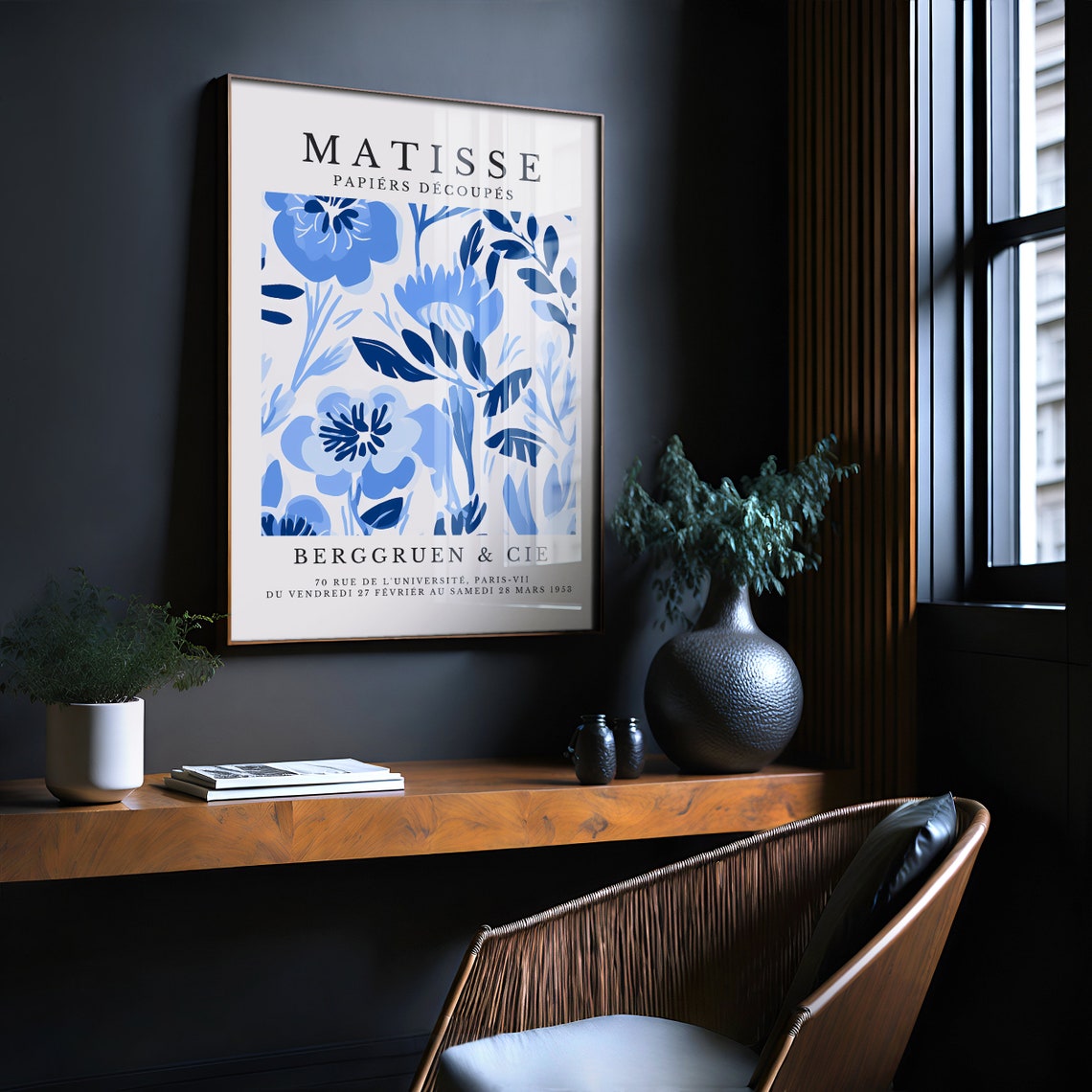 Matisse Papiers Decoupes Blue Blossoms Floral Pattern Art Poster - Image 2
