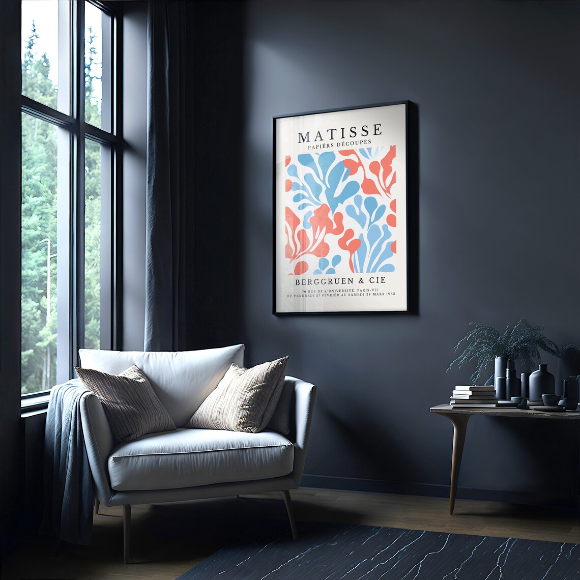 Henri Matisse Blue Coral Leaves Paris Exhibition 1953 Art Poster - Image 2