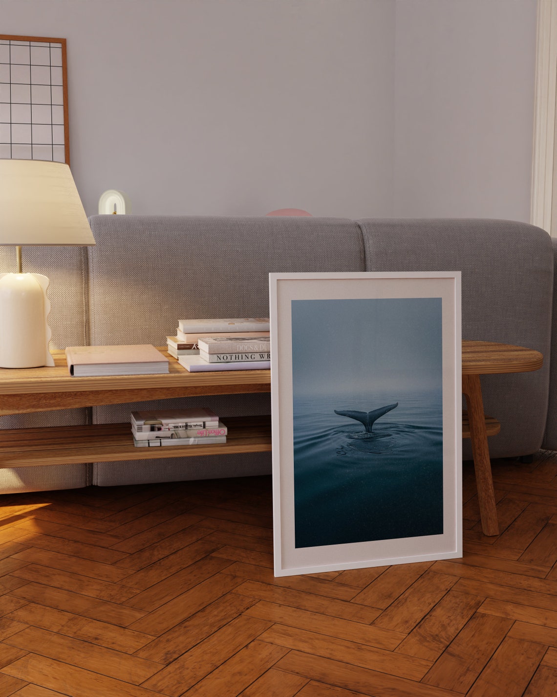 Whale Tail Diving Calm Blue Ocean Minimalist Photography Poster - Image 4