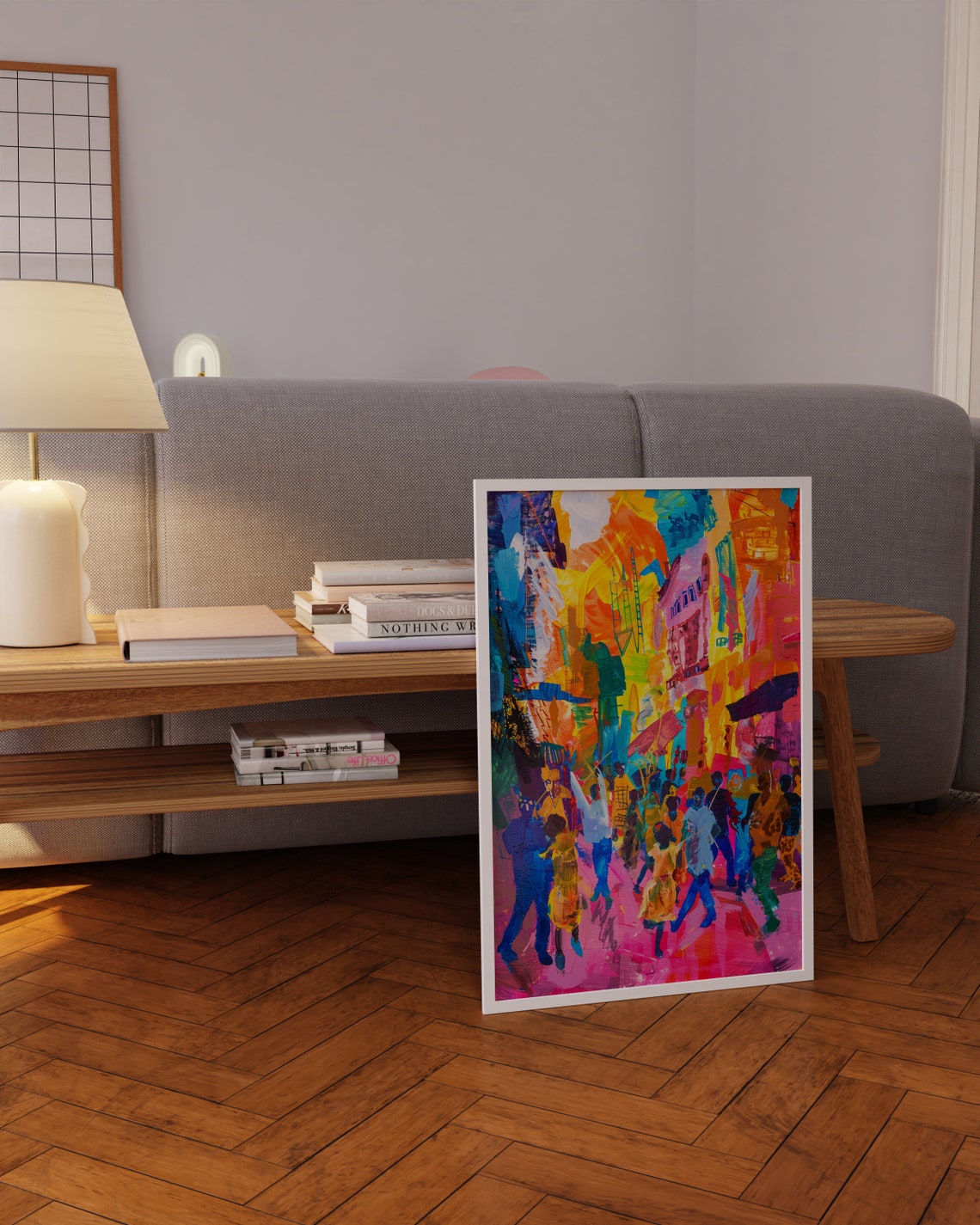 Abstract Colorful City Street Crowd Modern Expressionist Art Poster - Image 4