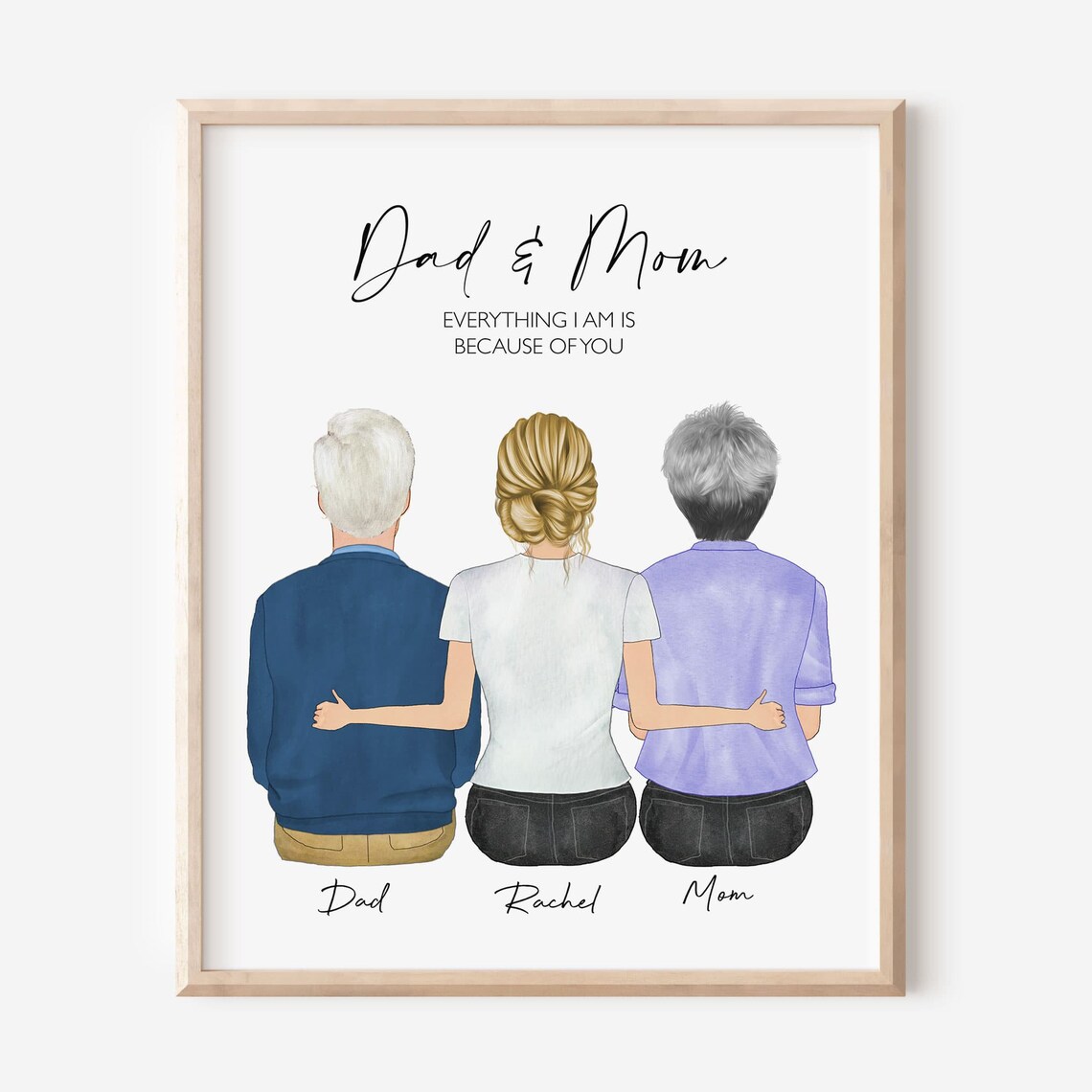 Dad and Mom Everything I Am Is Because of You Family Keepsake Poster