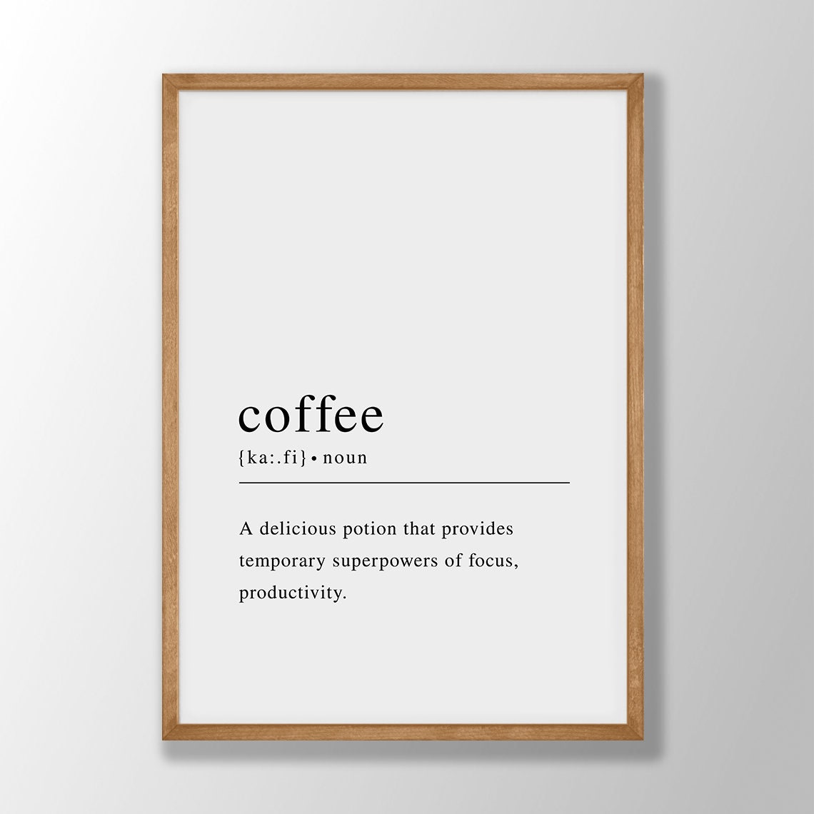 Coffee Definition Print Wall Art Poster Decor Quote Minimalist