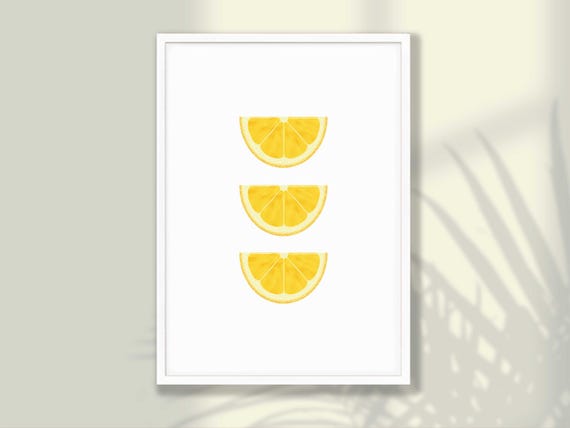 Three Lemons Poster Kitchen Wall Art Lemon Print Decor Framecanvas