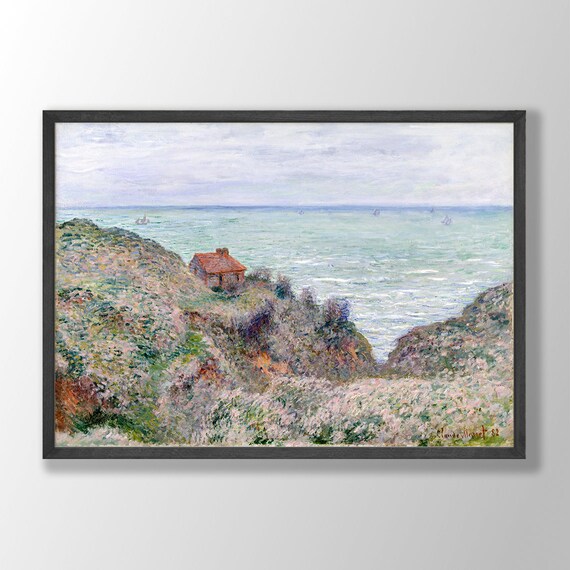Claude Monet Coastal Cottage Cliffs Impressionist Sea Landscape Art Poster