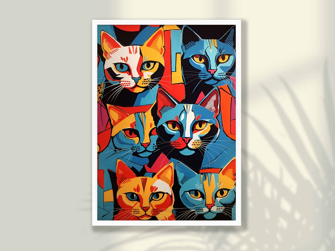 Cat Poster No2 Wall Art Illustration Lovers Gift Animal Print Decor Nursery