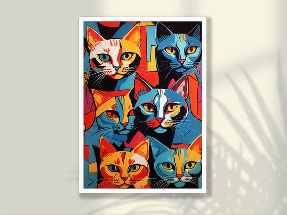 Cat Poster No2 Wall Art Illustration Lovers Gift Animal Print Decor Nursery